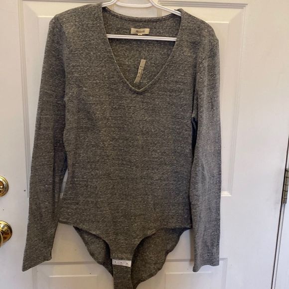 Madewell Tops - Madewell Bodysuit Grey Knit XL